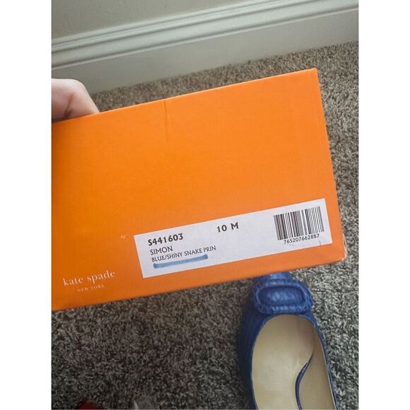 NWT Kate Spade Women’s Blue Shiny Snake Print Simon Heels, Size 10 - Picture 12 of 13